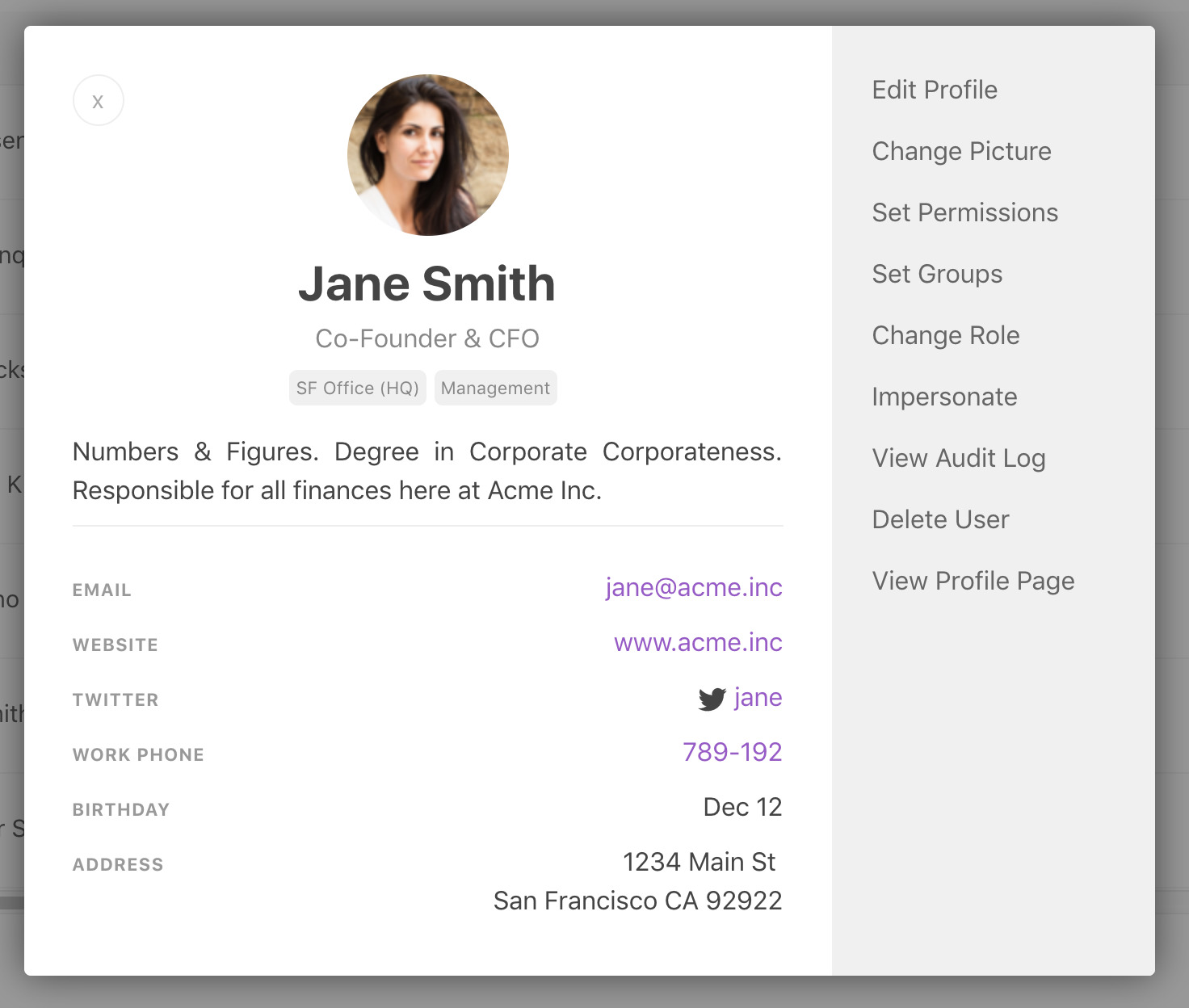 Employee Portal Staff Profile Screenshot